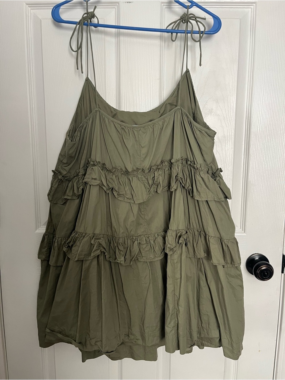 ASOS Curve ruffle tiered sundress in khaki green - Picture 2 of 5